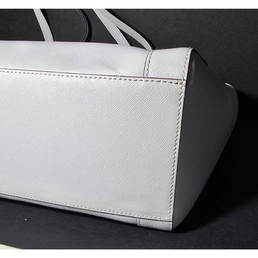 Rebecca Minkoff Monroe Laptop Bag Saffiano Leather Tote Shoulder Purse White NEW - Picture 10 of 15